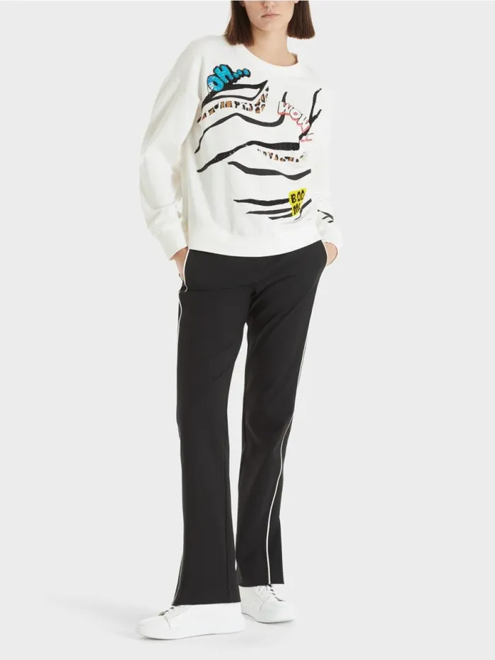 Pullover and Sweatshirts Damen Marc Cain Sweatshirt Mit Paillettenverzierung Deep Sea