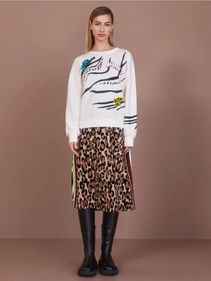 Pullover and Sweatshirts Damen Marc Cain Sweatshirt Mit Paillettenverzierung Deep Sea
