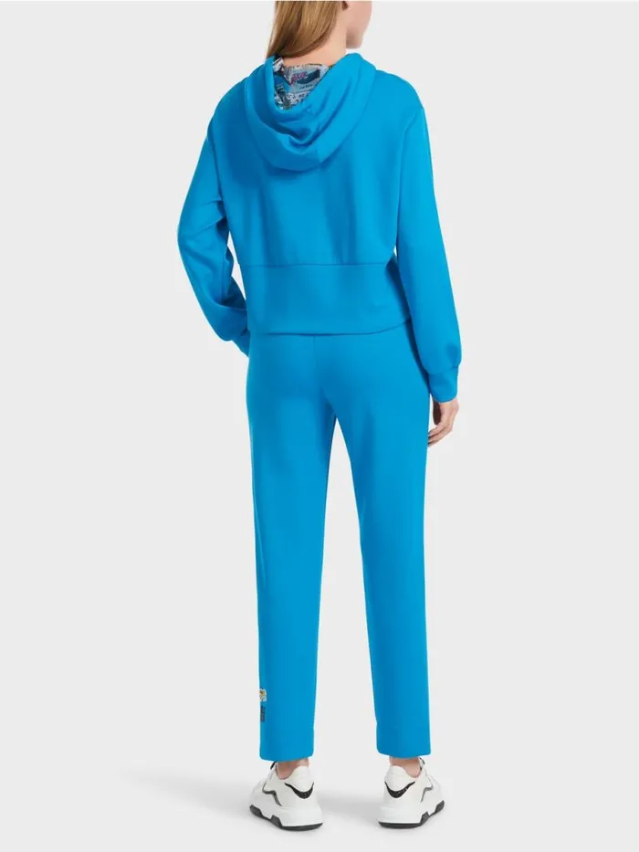 Pullover and Sweatshirts Damen Marc Cain Uni Hoodie Mit Hohem Taillenbund Deep Sea