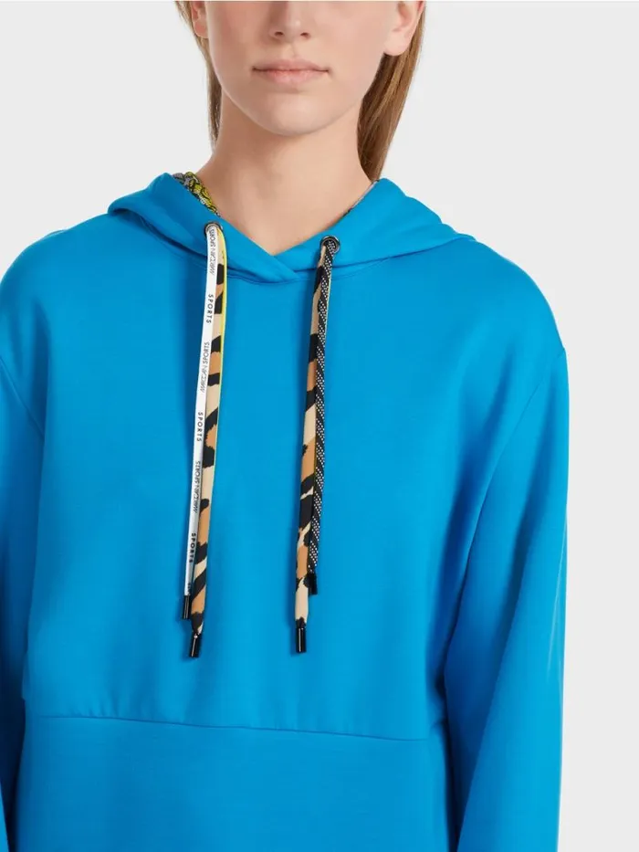 Pullover and Sweatshirts Damen Marc Cain Uni Hoodie Mit Hohem Taillenbund Deep Sea