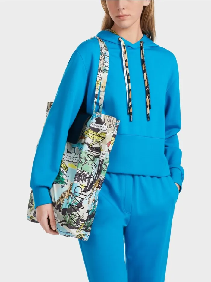 Pullover and Sweatshirts Damen Marc Cain Uni Hoodie Mit Hohem Taillenbund Deep Sea