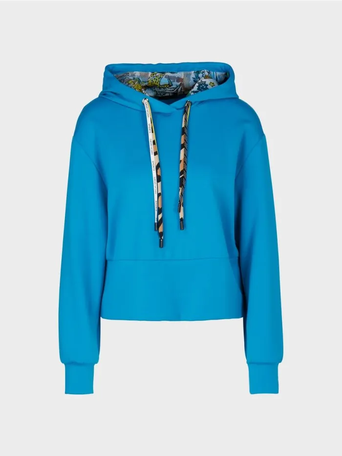 Pullover and Sweatshirts Damen Marc Cain Uni Hoodie Mit Hohem Taillenbund Deep Sea