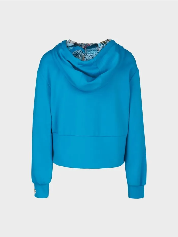 Pullover and Sweatshirts Damen Marc Cain Uni Hoodie Mit Hohem Taillenbund Deep Sea