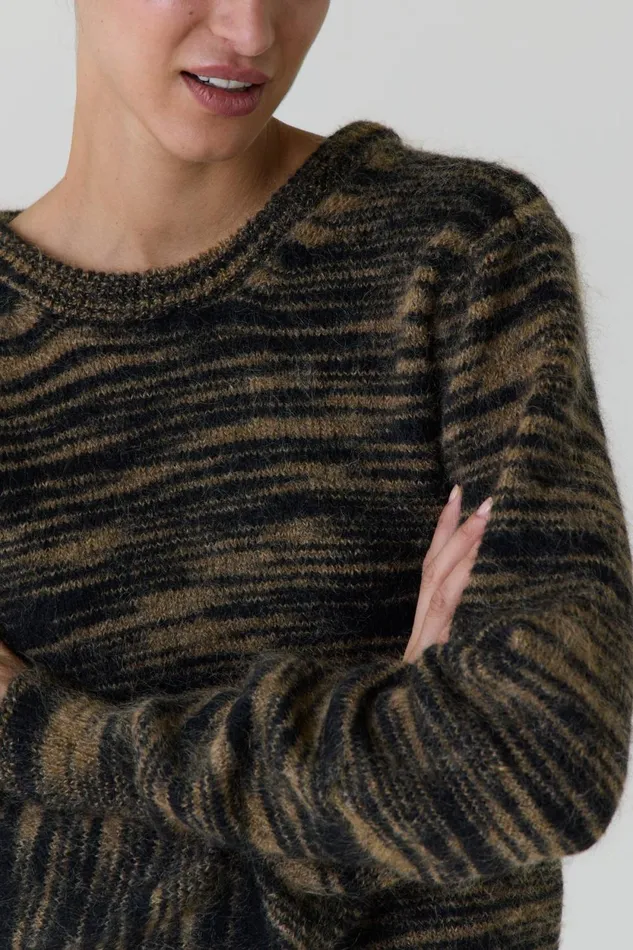 Pulls and Vests Women Leon and Harper Mat Tiger Jumper Beige