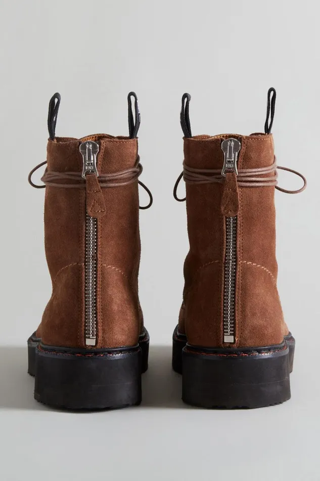 R13 Boots Women SINGLE STACK BOOT 8211 BROWN SUEDE