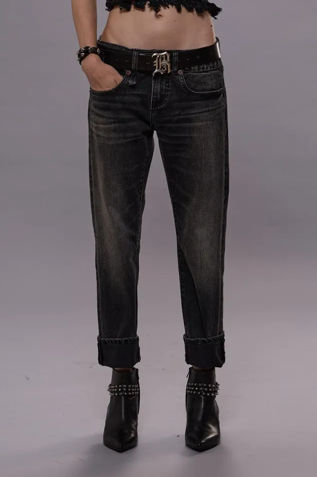 R13 Boy Straight Women BOY STRAIGHT JEANS 8211 KENNET BLACK STRETCH