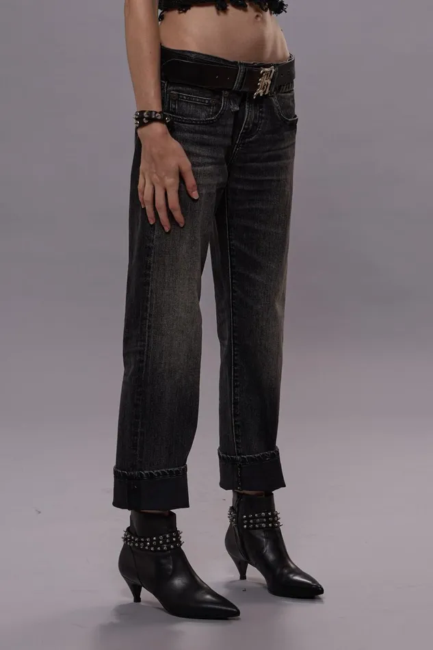R13 Boy Straight Women BOY STRAIGHT JEANS 8211 KENNET BLACK STRETCH