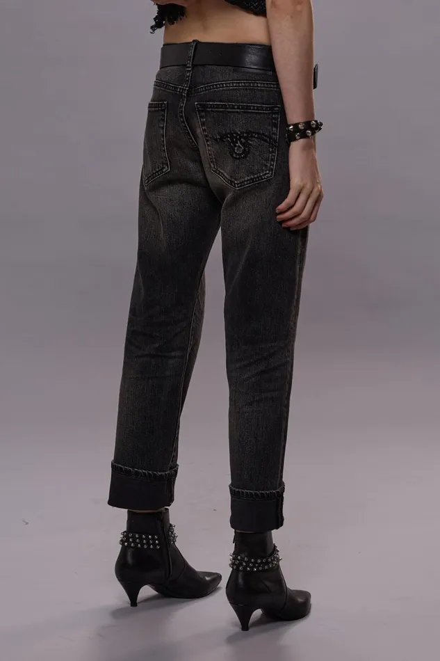 R13 Boy Straight Women BOY STRAIGHT JEANS 8211 KENNET BLACK STRETCH