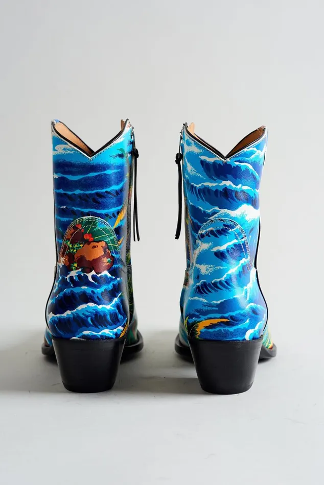 R13 Cowboys Women COWBOY ANKLE BOOT 8211 TURQUOISE WAVE R13 Cowboys Women COWBOY ANKLE BOOT 8211 TURQUOISE WAVE