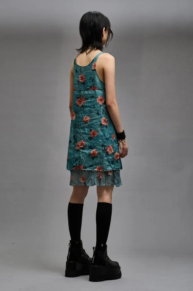 R13 Dresses and Skirts Women LAYERED FLOUNCE TANK SLIP 8211 BLUE FLORAL