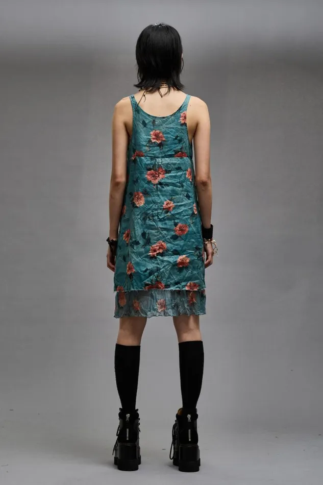 R13 Dresses and Skirts Women LAYERED FLOUNCE TANK SLIP 8211 BLUE FLORAL