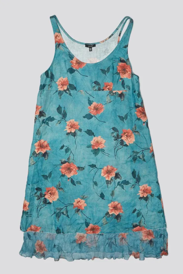 R13 Dresses and Skirts Women LAYERED FLOUNCE TANK SLIP 8211 BLUE FLORAL