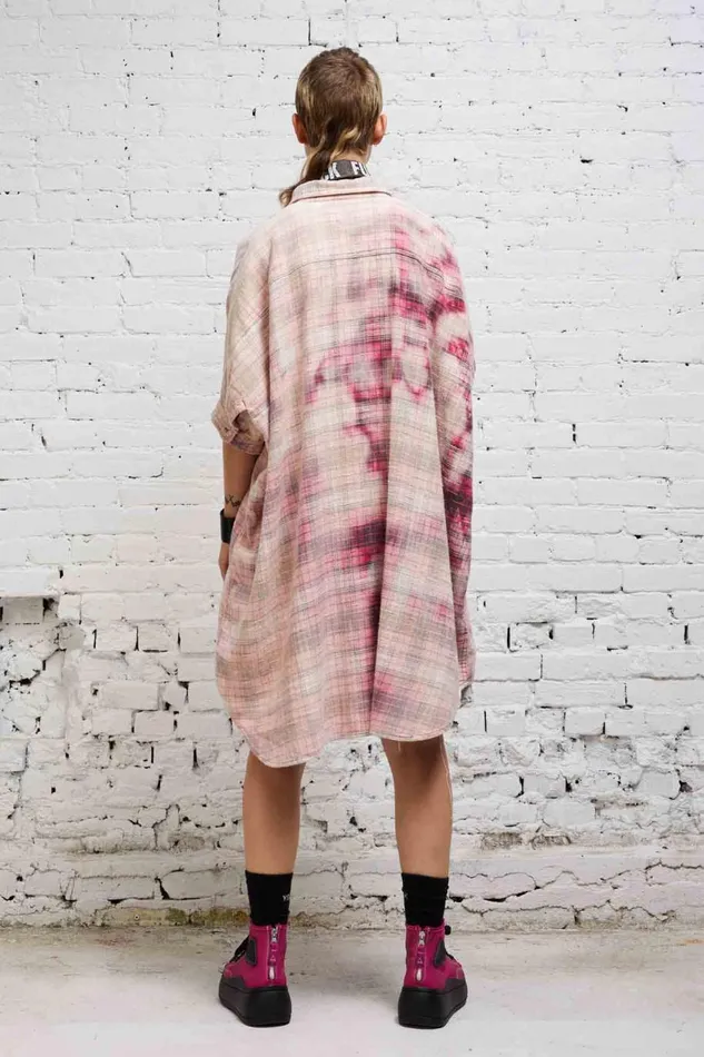 R13 Dresses and Skirts Women OVERSIZED BOXY SHIRTDRESS 8211 BLEACHED RED PLAID