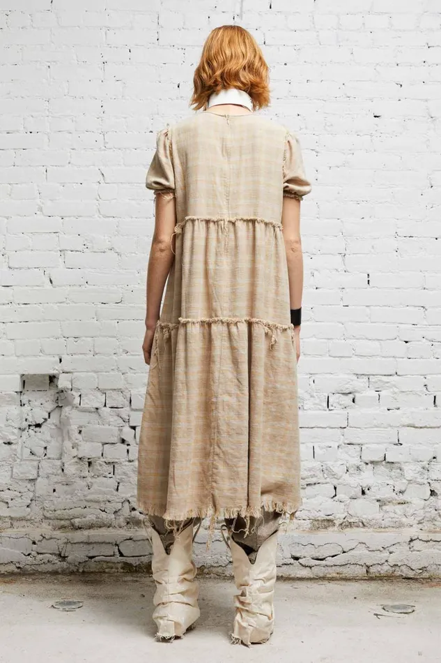 R13 Dresses and Skirts Women SHREDDED RELAXED MIDI 8211 OVERDYED KHAKI PLAID