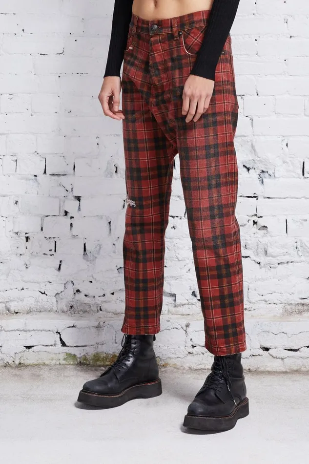 R13 Drop Women TAILORED DROP 8211 ASH RED PLAID