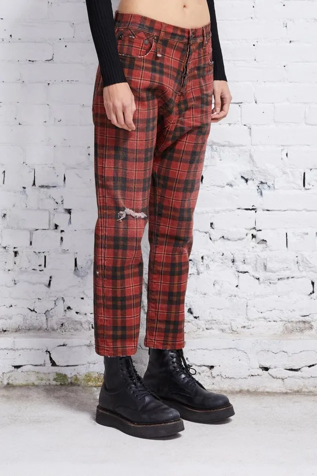 R13 Drop Women TAILORED DROP 8211 ASH RED PLAID