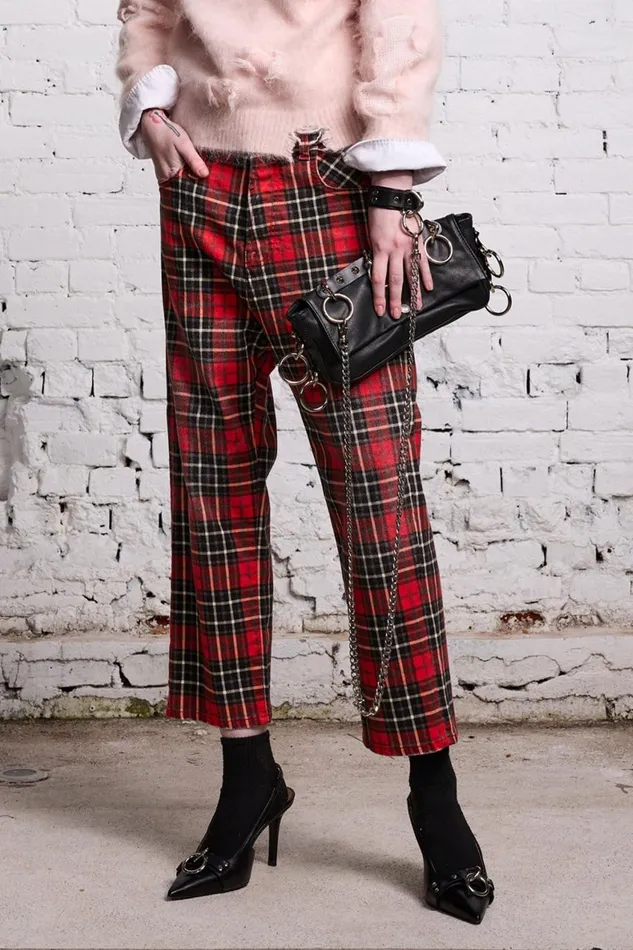 R13 Drop Women TAILORED DROP 8211 RED PLAID