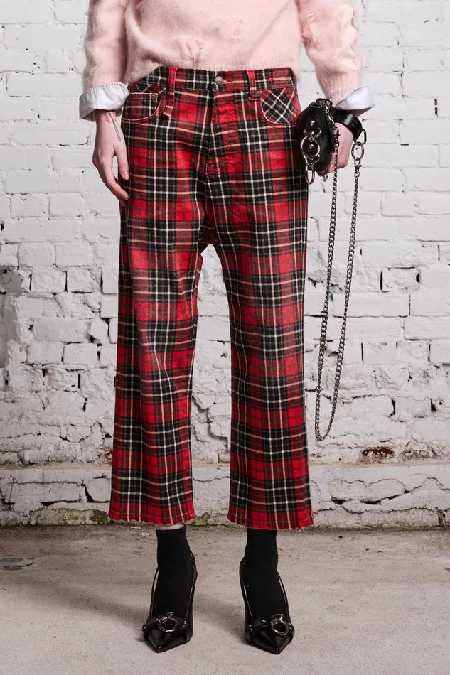 R13 Drop Women TAILORED DROP 8211 RED PLAID