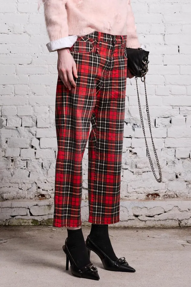 R13 Drop Women TAILORED DROP 8211 RED PLAID
