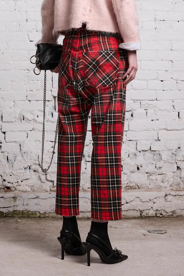 R13 Drop Women TAILORED DROP 8211 RED PLAID