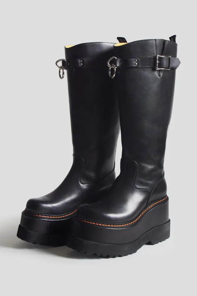 R13 Harness Women HARNESS ENGINEER PLATFORM BOOT 8211 BLACK FOOTWEAR