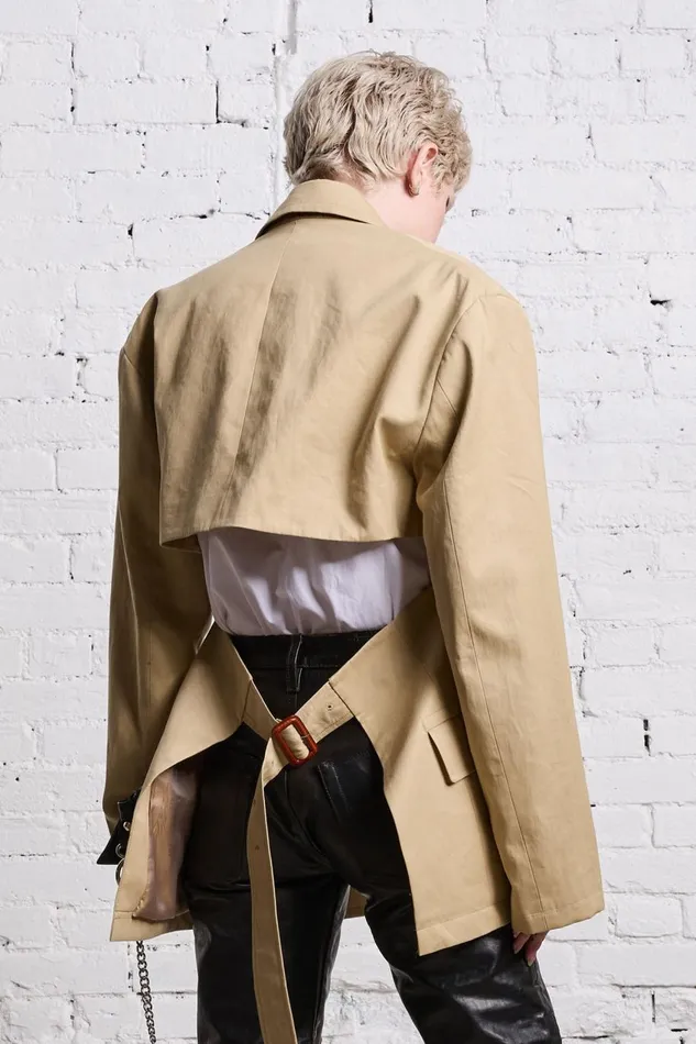 R13 Jackets and Coats Women DOUBLE BREASTED OPEN BACK BLAZER 8211 LIGHT KHAKI