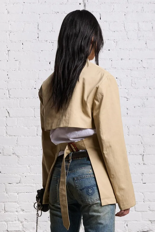 R13 Jackets and Coats Women DOUBLE BREASTED OPEN BACK BLAZER 8211 LIGHT KHAKI