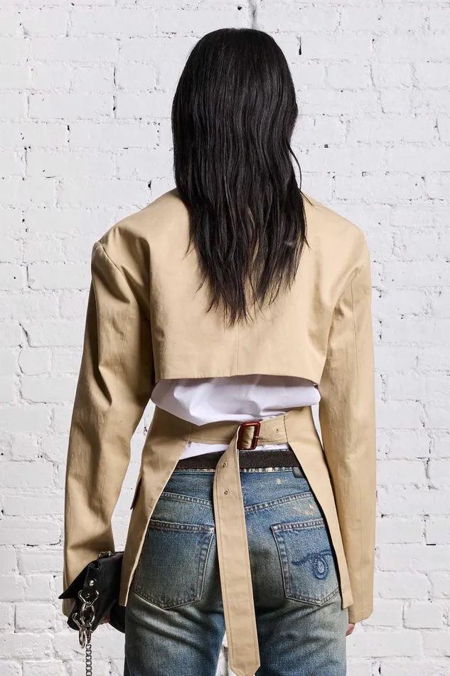 R13 Jackets and Coats Women DOUBLE BREASTED OPEN BACK BLAZER 8211 LIGHT KHAKI