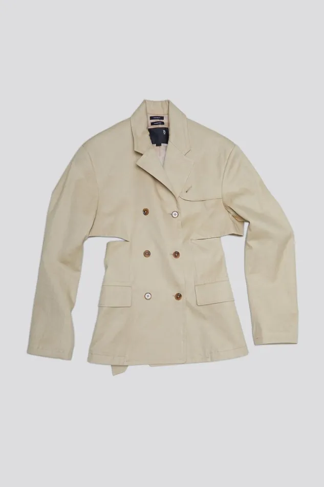 R13 Jackets and Coats Women DOUBLE BREASTED OPEN BACK BLAZER 8211 LIGHT KHAKI