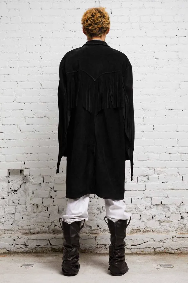R13 Jackets and Coats Women FRINGE LEATHER JACKET 8211 BLACK SUEDE