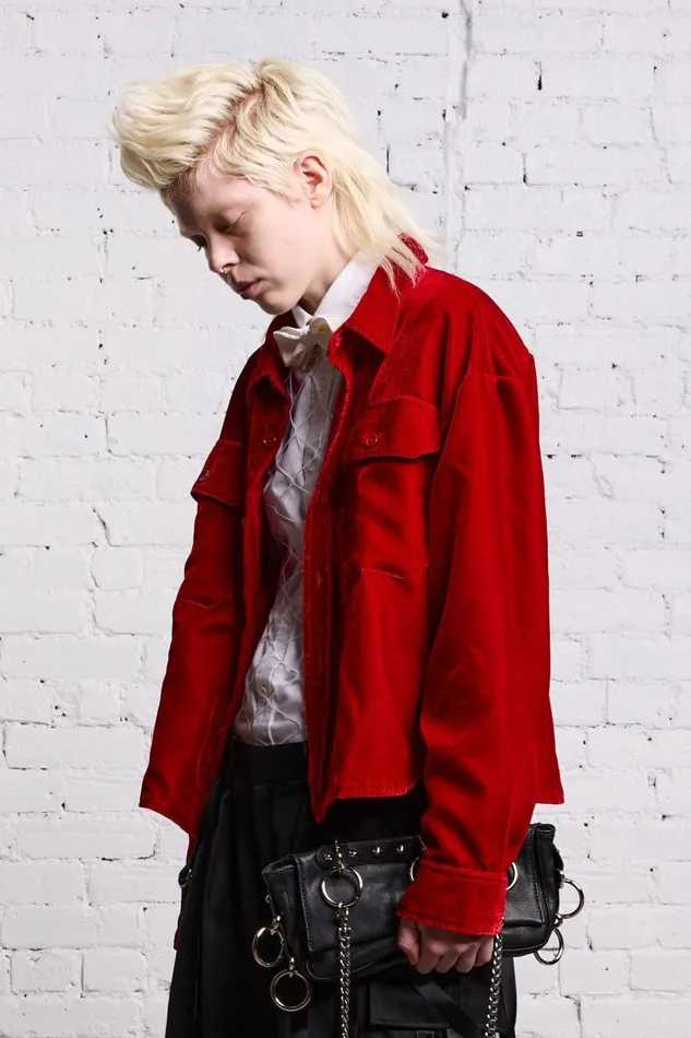 R13 Jackets and Coats Women SHRUNKEN CPO 8211 RED VELVET