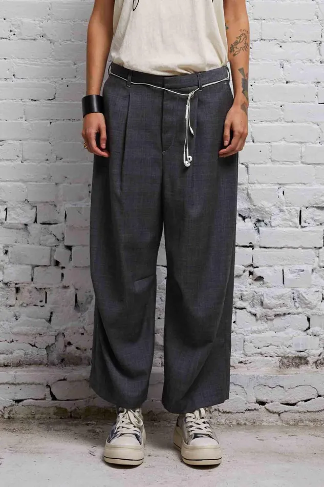 R13 Pants and Shorts Women CROPPED WIDE LEG TROUSER 8211 DARK GLEN PLAID