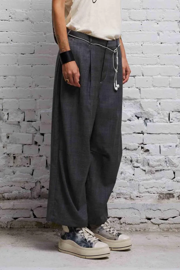 R13 Pants and Shorts Women CROPPED WIDE LEG TROUSER 8211 DARK GLEN PLAID