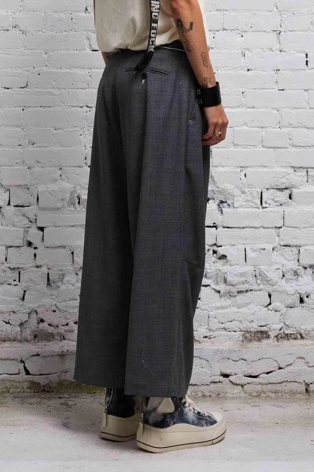 R13 Pants and Shorts Women CROPPED WIDE LEG TROUSER 8211 DARK GLEN PLAID