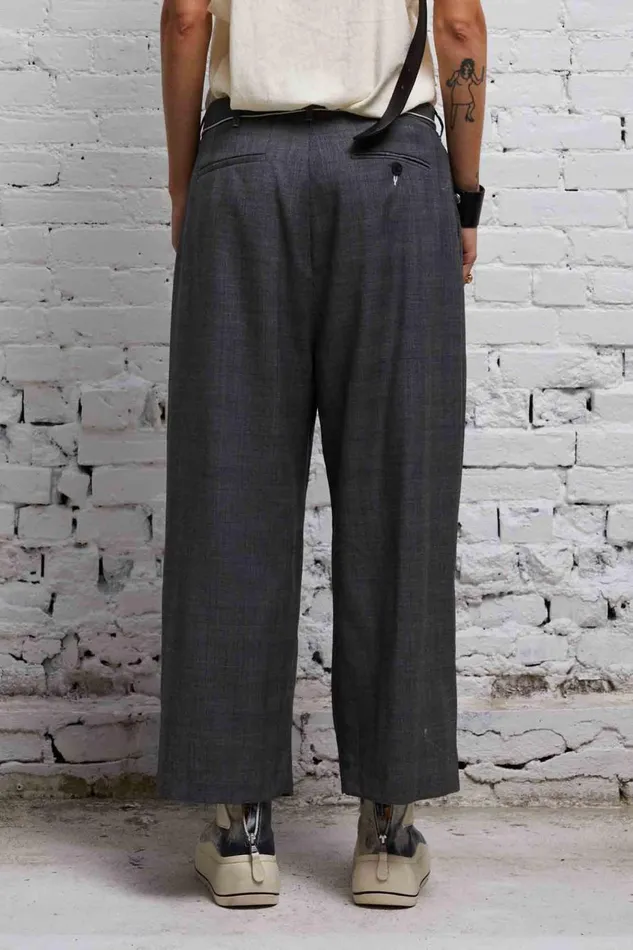 R13 Pants and Shorts Women CROPPED WIDE LEG TROUSER 8211 DARK GLEN PLAID