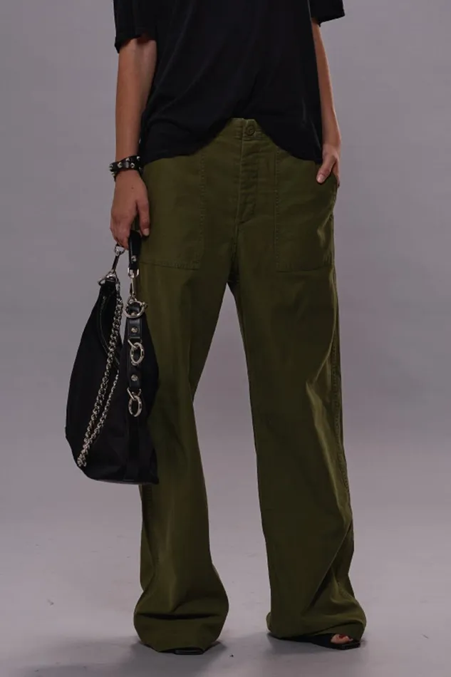 R13 Pants and Shorts Women Wide Leg Utility Pant 8211 Olive