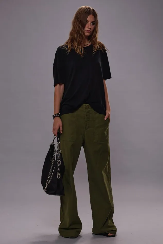 R13 Pants and Shorts Women Wide Leg Utility Pant 8211 Olive
