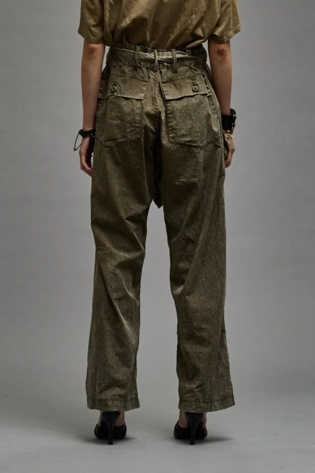 R13 Sale Women BELTED UTILITY PANT 8211 OLIVE GARMENT DYE