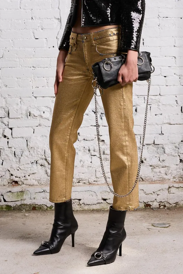 R13 Sale Women BOY STRAIGHT 8211 GILDED INDIGO STRETCH
