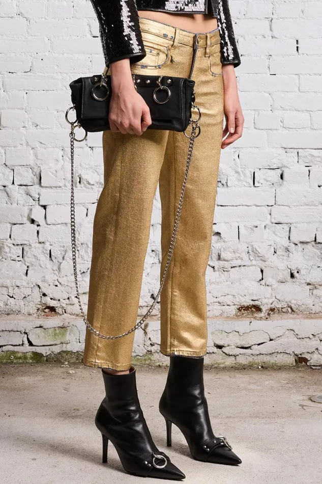 R13 Sale Women BOY STRAIGHT 8211 GILDED INDIGO STRETCH