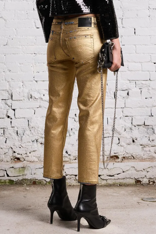 R13 Sale Women BOY STRAIGHT 8211 GILDED INDIGO STRETCH