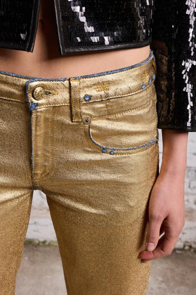 R13 Sale Women BOY STRAIGHT 8211 GILDED INDIGO STRETCH