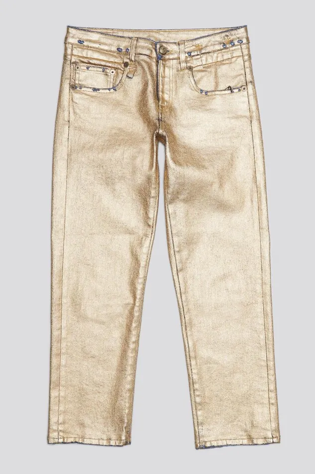 R13 Sale Women BOY STRAIGHT 8211 GILDED INDIGO STRETCH