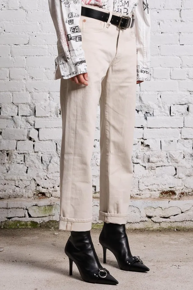 R13 Sale Women BOYFRIEND JEAN 8211 ECRU BEDFORD CORD
