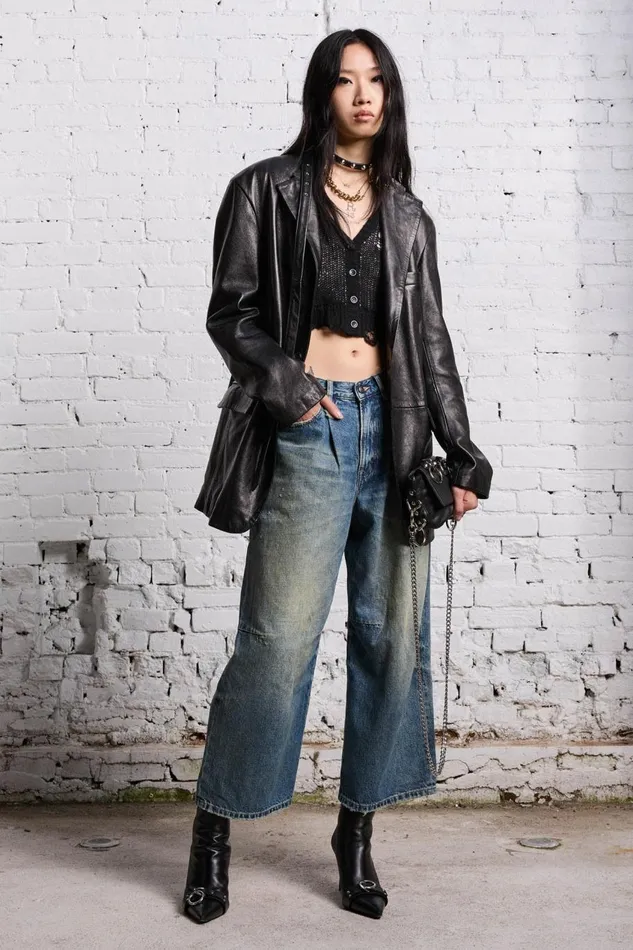 R13 Sale Women CROPPED WIDE LEG JEAN 8211 CLINTON BLUE