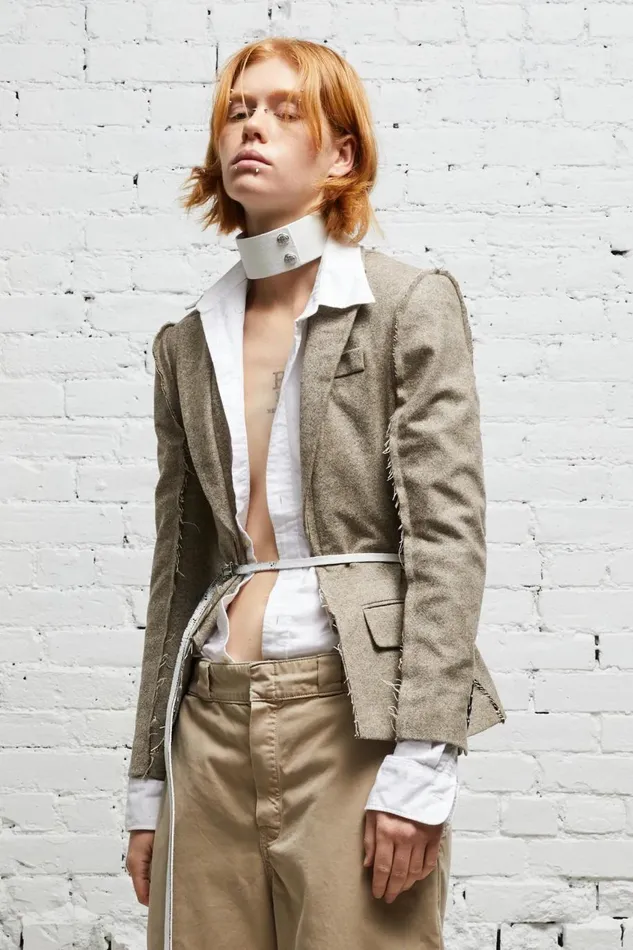R13 Sale Women FLAT SLEEVE BLAZER 8211 OATMEAL