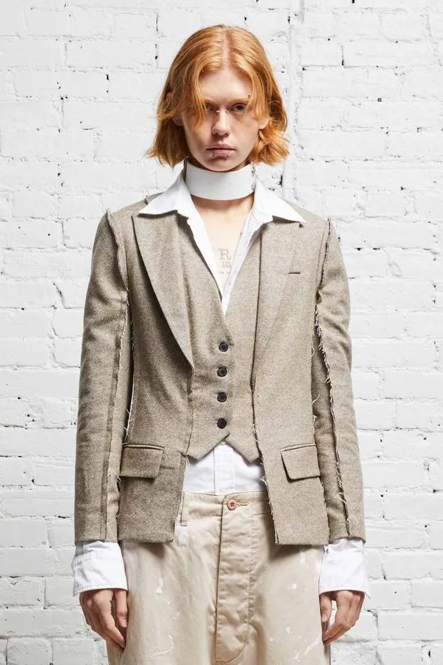 R13 Sale Women FLAT SLEEVE BLAZER 8211 OATMEAL