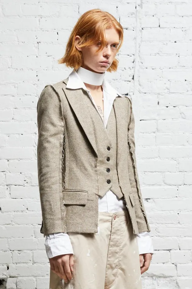 R13 Sale Women FLAT SLEEVE BLAZER 8211 OATMEAL