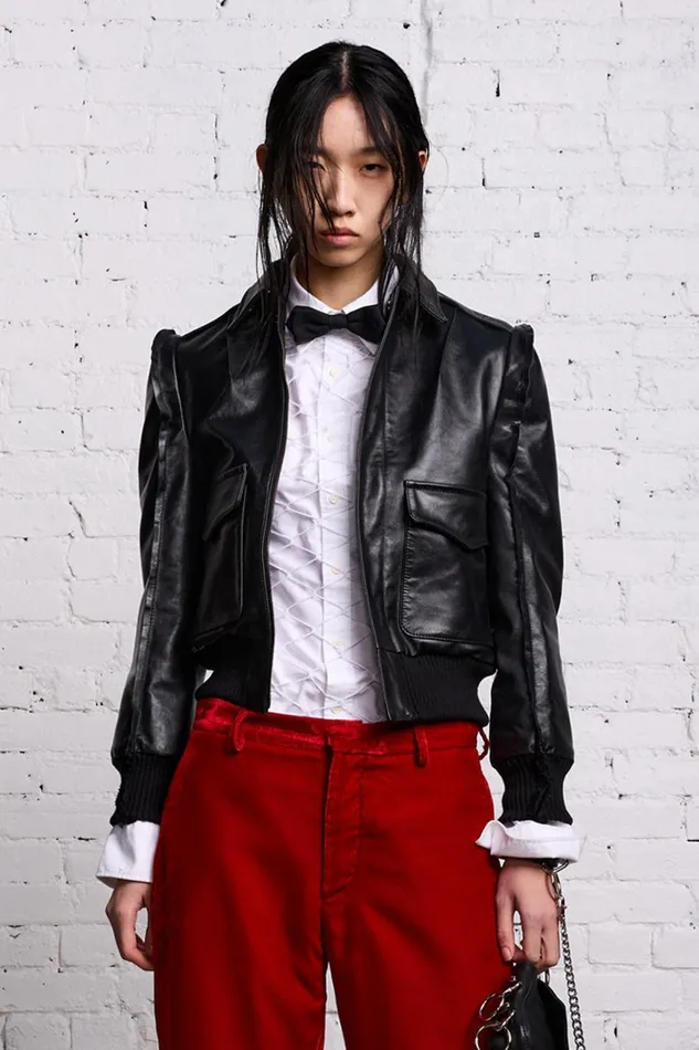 R13 Sale Women FLAT SLEEVE BOMBER 8211 BLACK