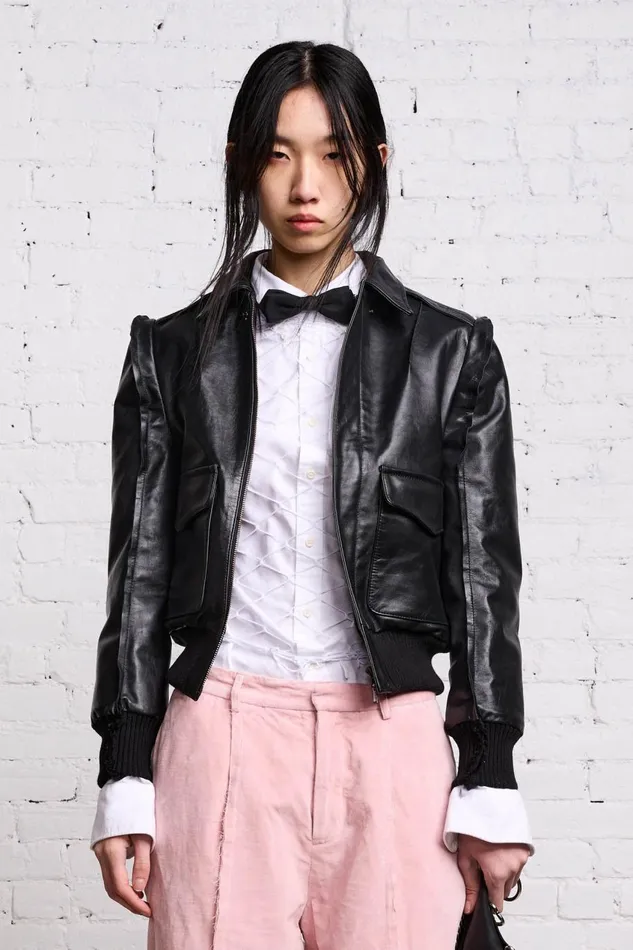 R13 Sale Women FLAT SLEEVE BOMBER 8211 BLACK